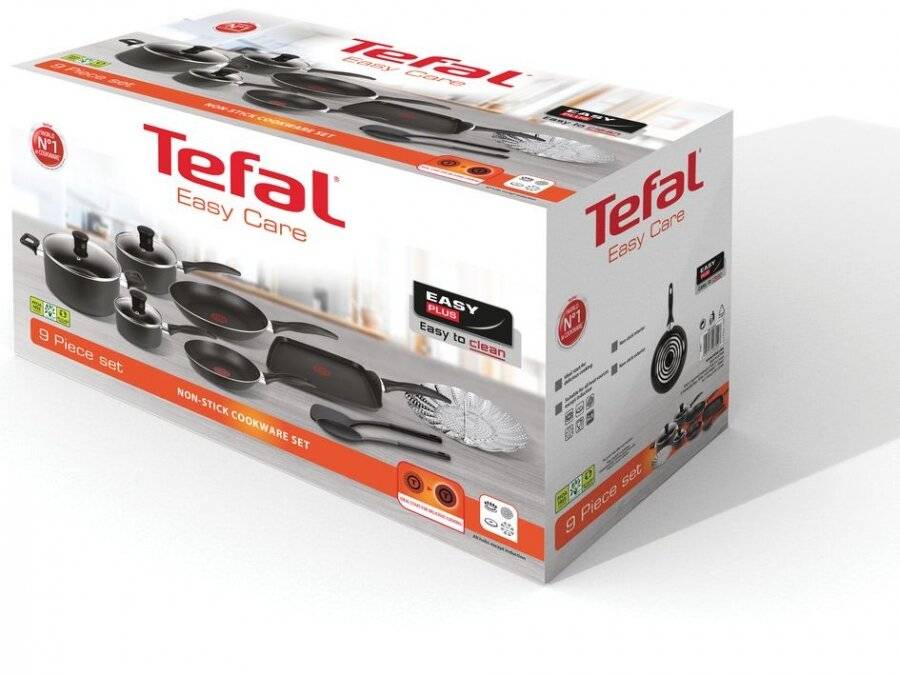 Tefal Easy Care 9 Piece set Nonstick Cookware Set - Easy to Clean