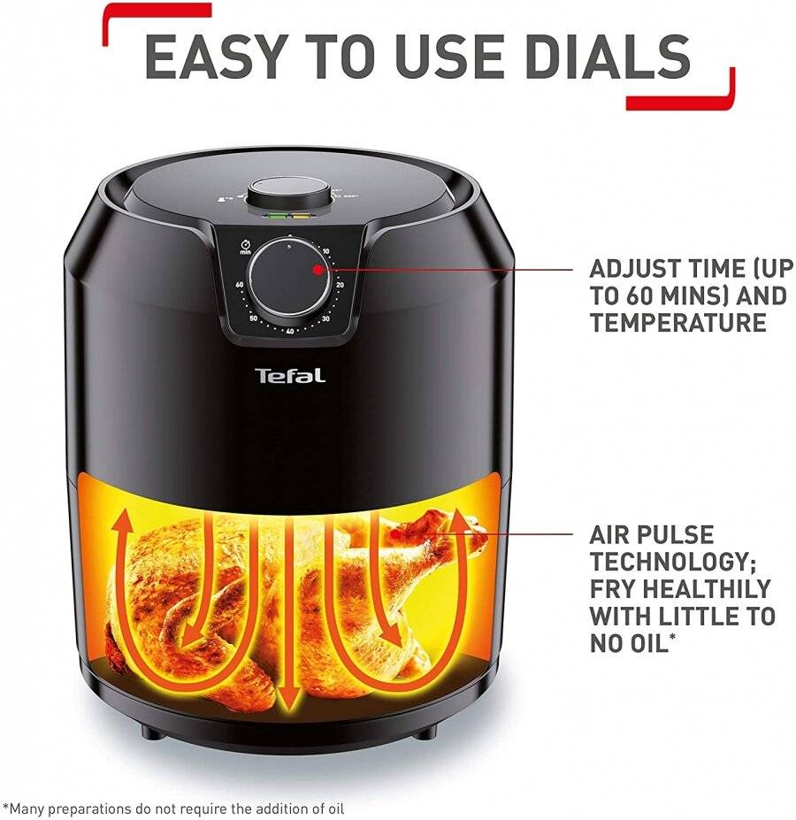 Tefal Easy Fry Classic EY201840 Air Fryer, Black, 4.2L, 6 portions