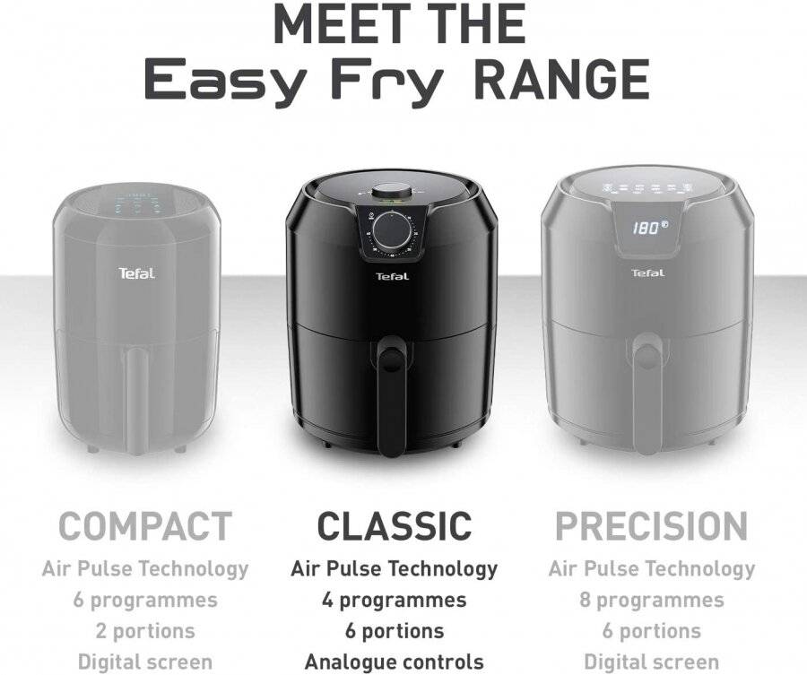 Tefal Easy Fry Classic EY201840 Air Fryer, Black, 4.2L, 6 portions