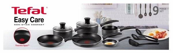 Tefal Easycare 9-Piece Nonstick Cookware Saucepan Frypan Set