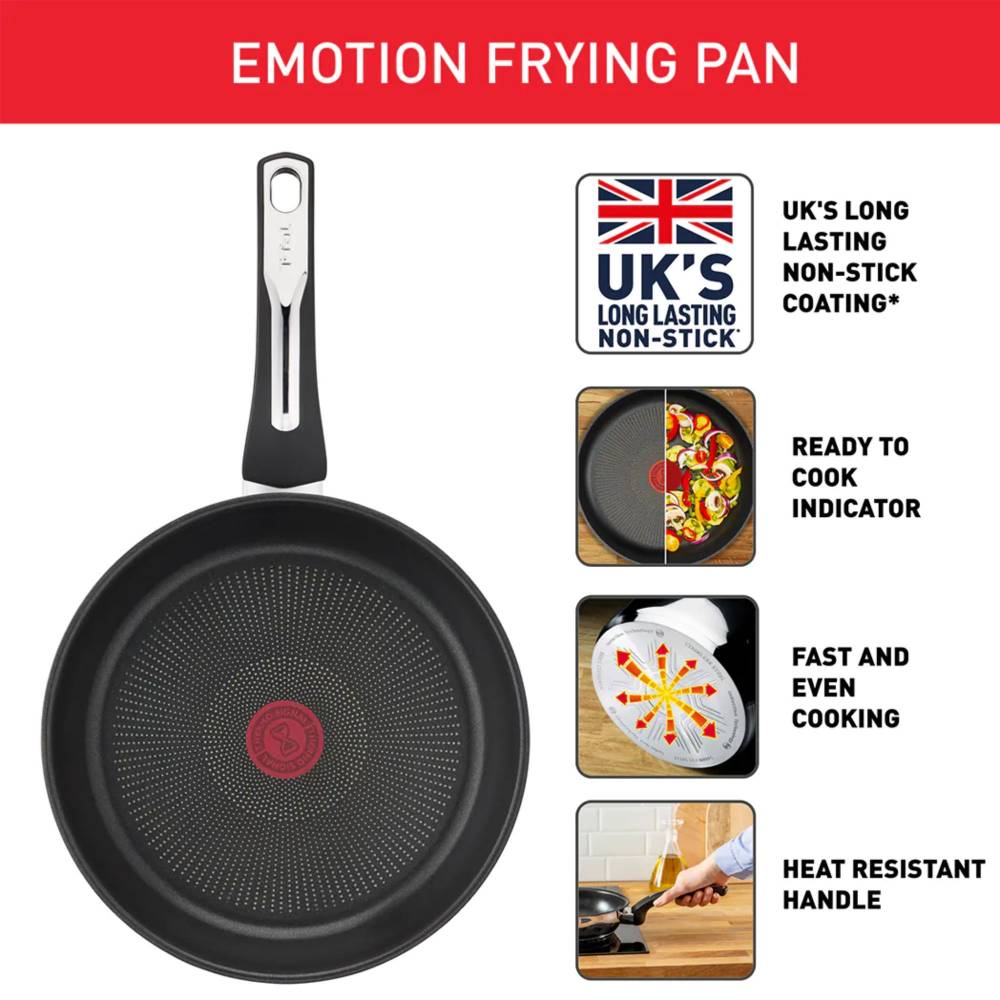 Tefal Emotion Inox Stainless Steel Non-stick Frying Pan, 30cm - Silver