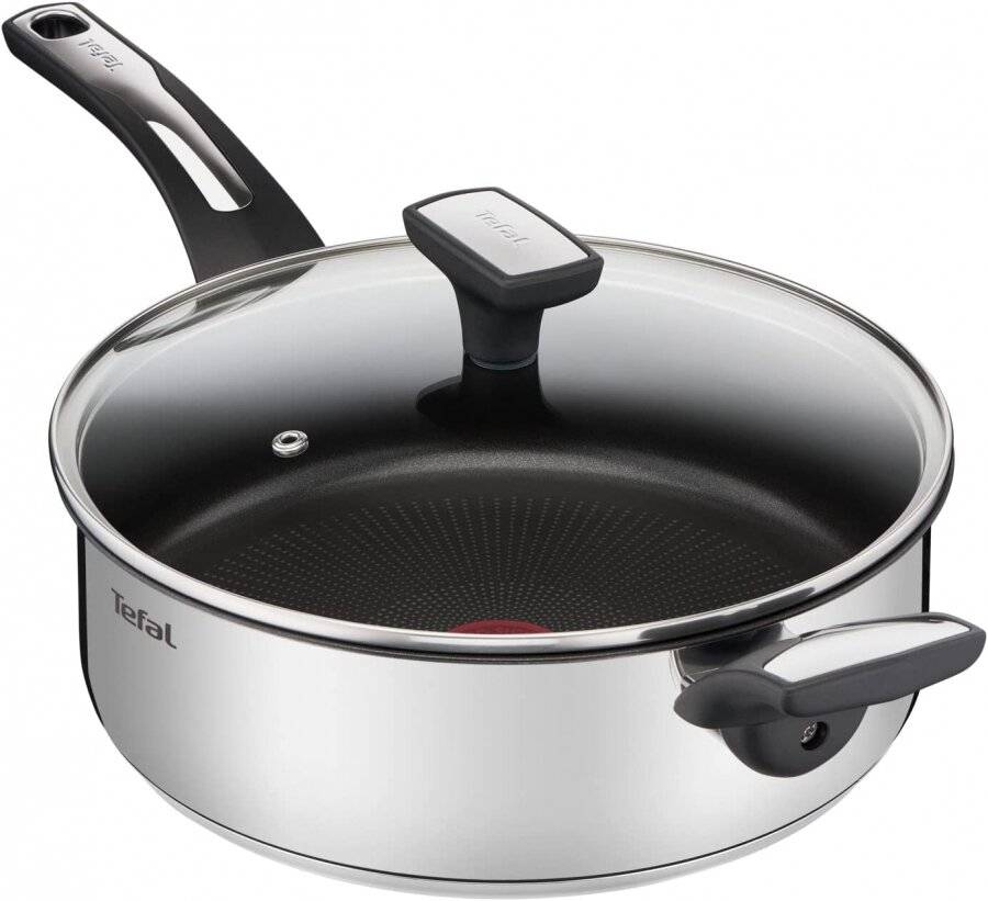 Tefal Emotion Stainless Steel 26cm Induction Sauté Pan with Glass Lid