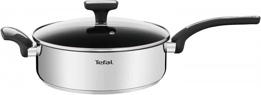 Tefal Emotion Stainless Steel 26cm Induction Sauté Pan with Glass Lid