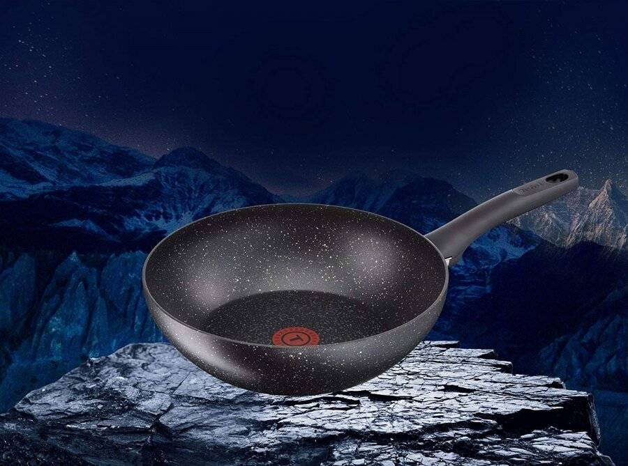 Tefal Everest Stone Wok With Thermospot, Aluminium Effect - 28 cm