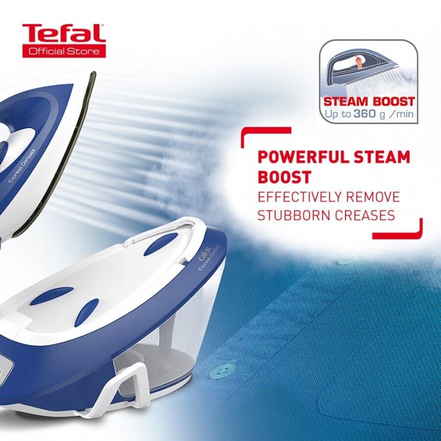 Tefal Express SV7112G0 Steam Generator Iron 1.7 Litre, Blue, 2600 W