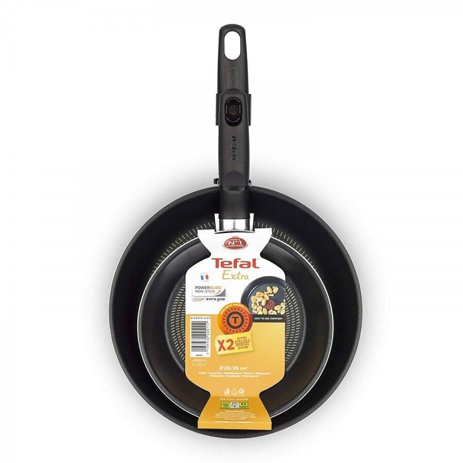 Tefal Extra Thermo-Spot Twin Fry Pan Set, 20/26 cm - Black