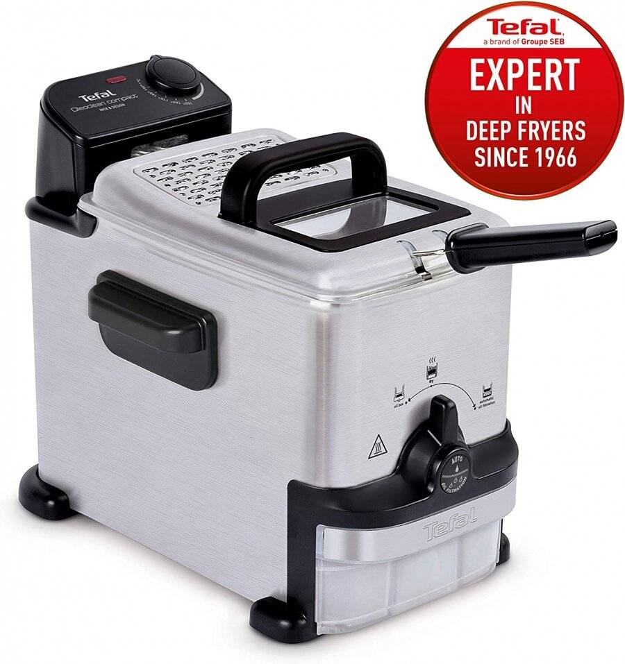 Tefal FR701640 Oleoclean Compact Deep Fat Fryer, 2 Litre,Silver