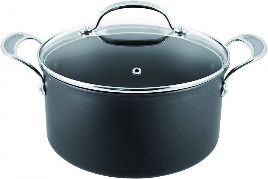 Tefal Hard Anodised 24 cm Induction Non stick Stewpot with Lid - Black