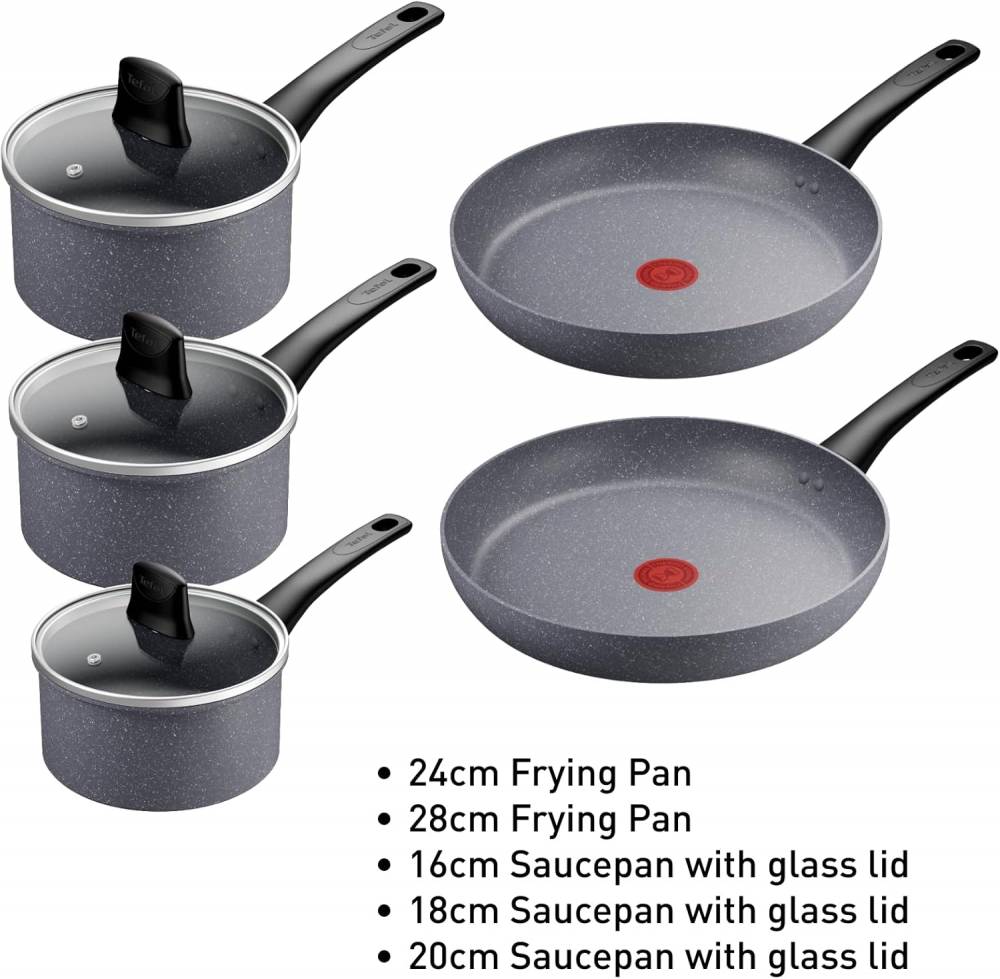 TEFAL Healthy Cook ON Non-stick Induction 5PC Cookware Set - Grey