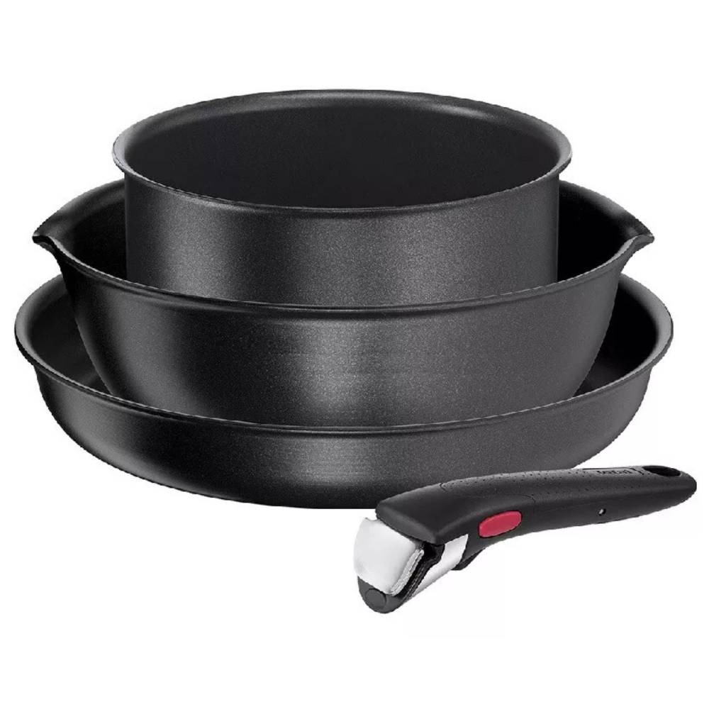 Tefal Ingenio Non-stick Cookware 4 pc Induction Pots & Pans Set, Black