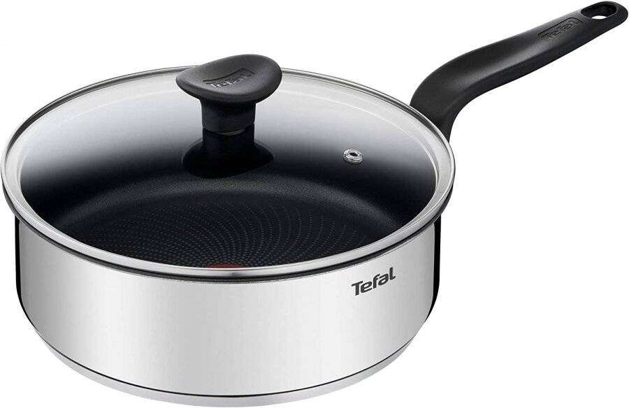 Tefal Primary Stainless Steel 24cm Induction Sauté Pan with Glass Lid