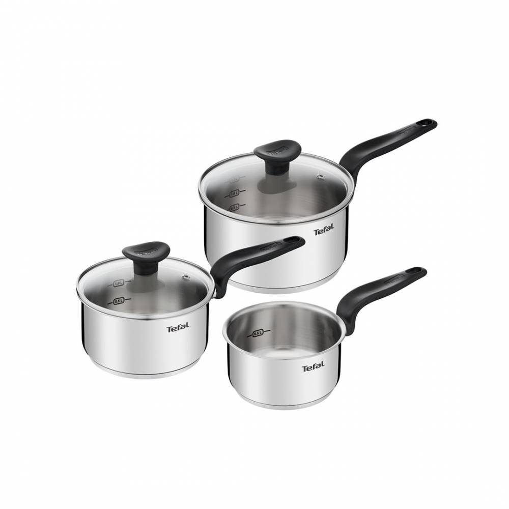 Tefal Primary Stainless Steel 3 pcs Induction Saucepan Set