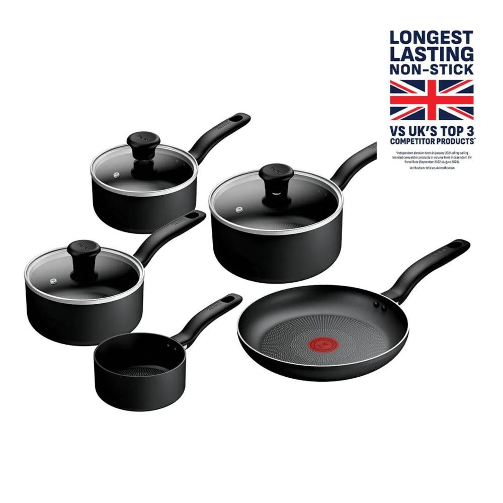 Tefal Titanium Essential B941S544 Non-stick 5pc Cookware Set - Black