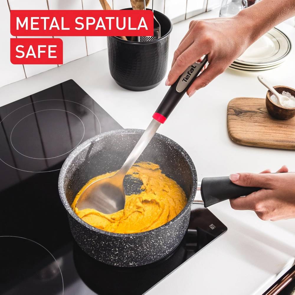 Tefal Titanium Stone Induction Non-Stick 5pc Set: Saucepan - Black