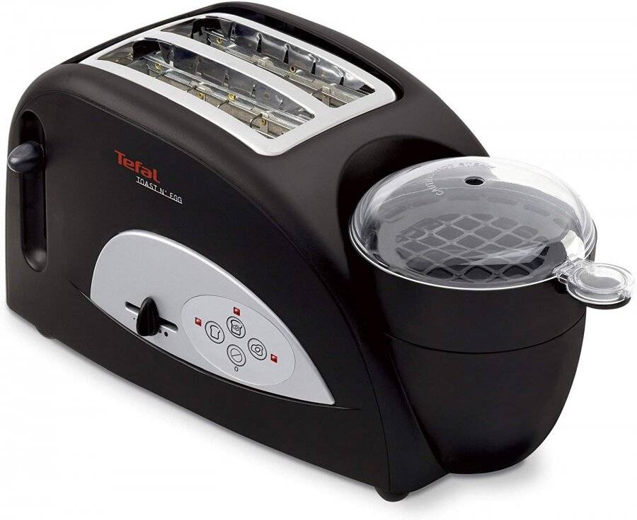 Tefal Toast N' Egg, 2 Slice Toaster and Egg Maker, Black (TT550015)