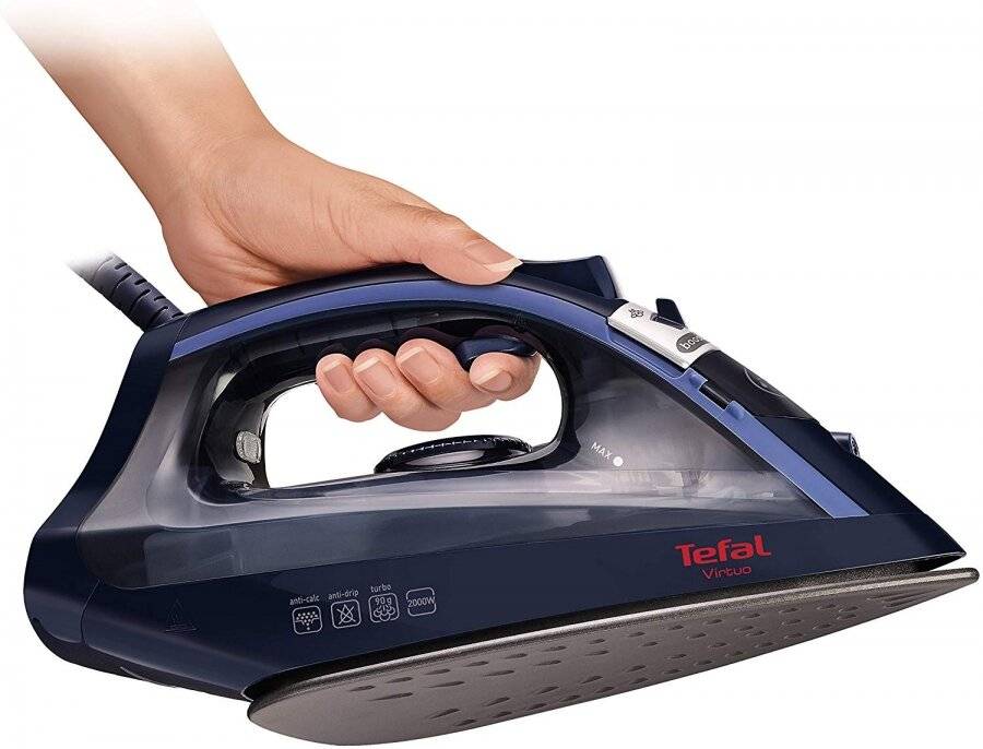 Tefal Virtuo FV1713 Anti Calc Steam Iron, 2000 Watt, Black/Dress Blue