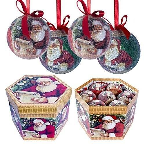 The Christmas Workshop 14-Piece 75 mm Santa Design Decoupage Baubles