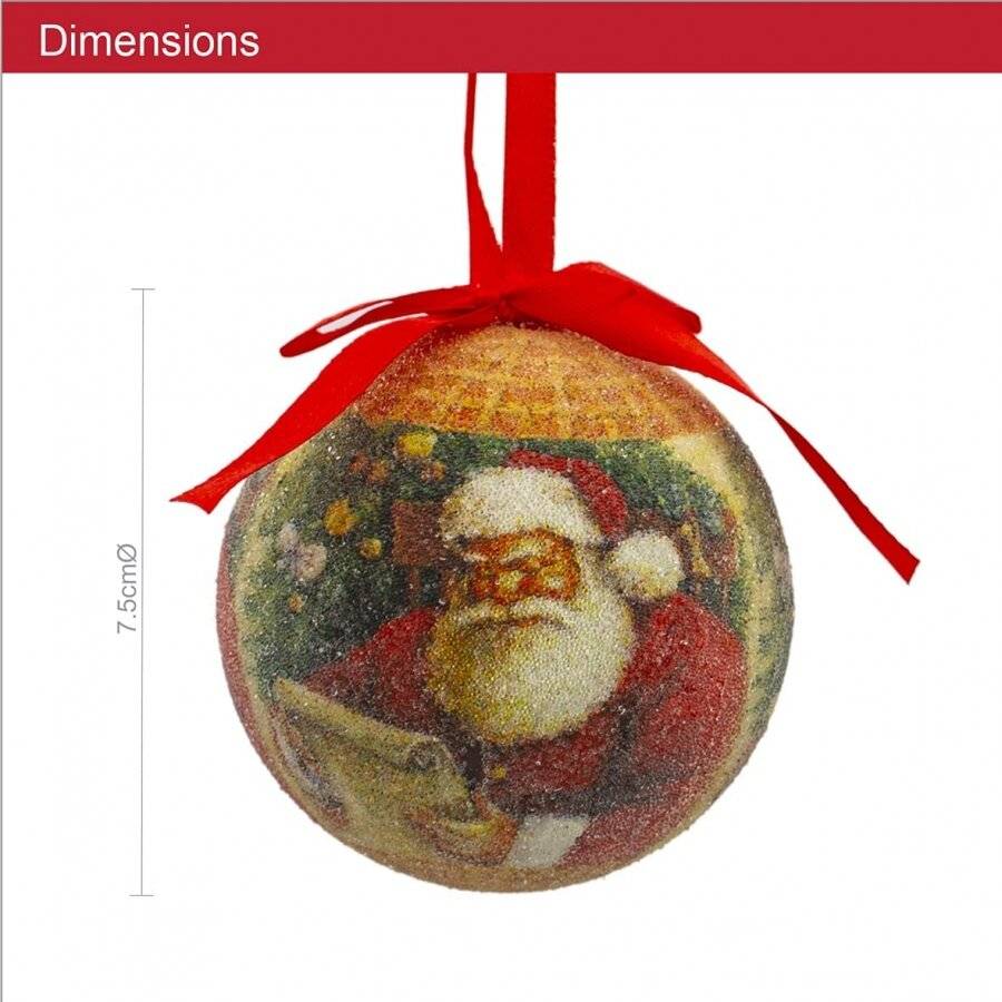 The Christmas Workshop 14-Piece 75 mm Santa Design Decoupage Baubles