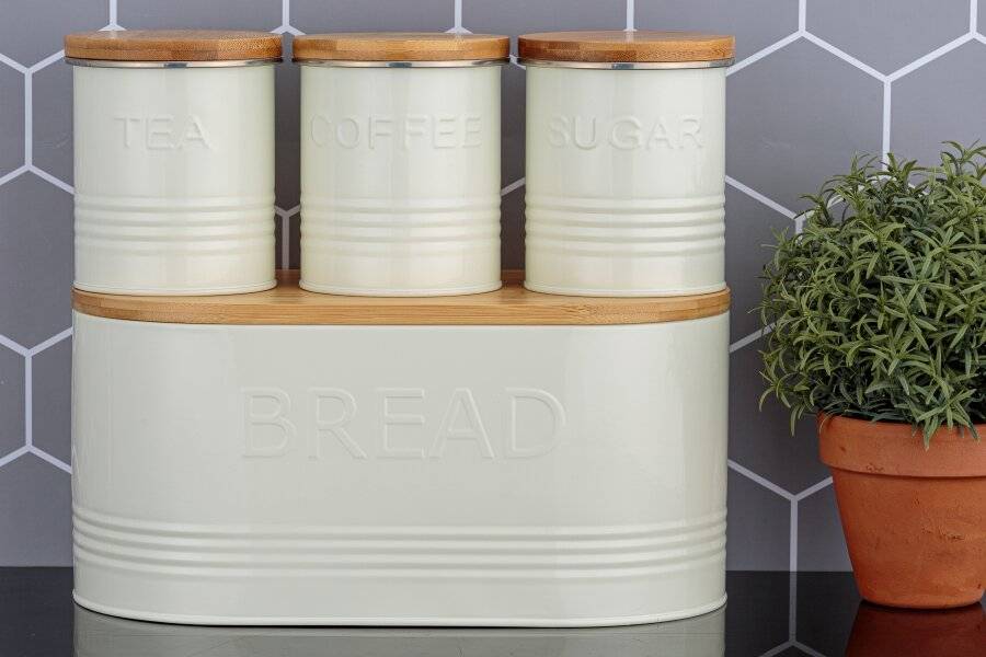 Typhoon Essential Stainless Steel Tea, Coffee, Sugar & Bread Bin Set