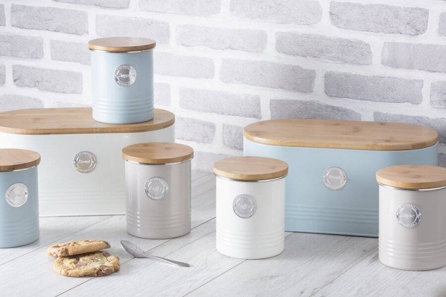 Typhoon Living Oval Vintage Kitchen Bread Storage Canister, Cream