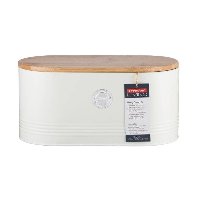 Typhoon Living Oval Vintage Kitchen Bread Storage Canister, Cream