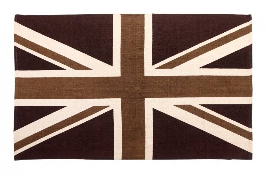 Union Jack Handwoven Cotton Floor Rug - Mocha & Chocolate