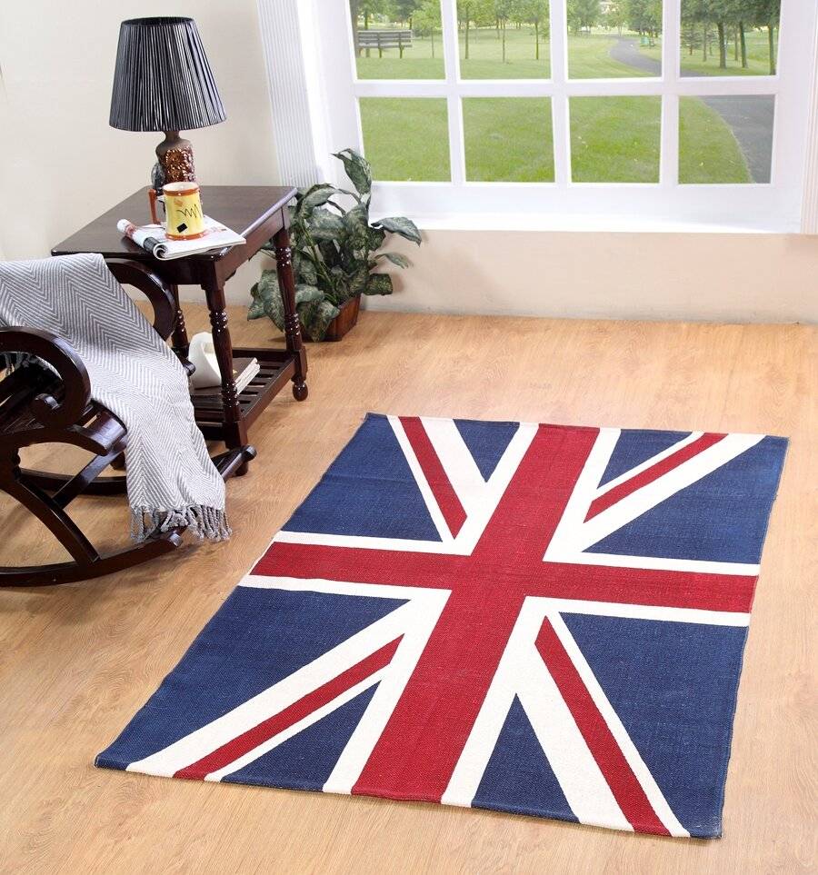 Union Jack Handwoven Cotton Floor Rug - Red ,Blue & White