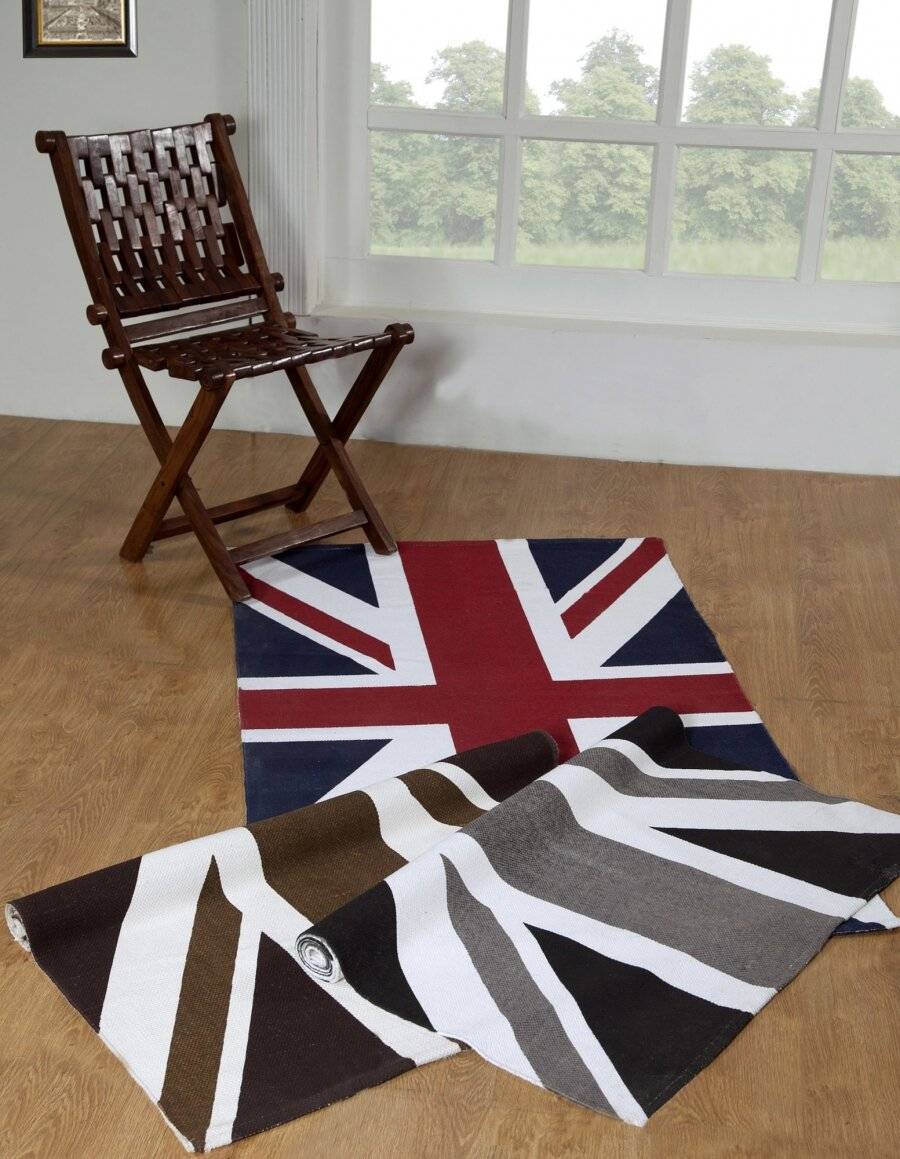 Union Jack Handwoven Cotton Floor Rug - Red, Blue & White
