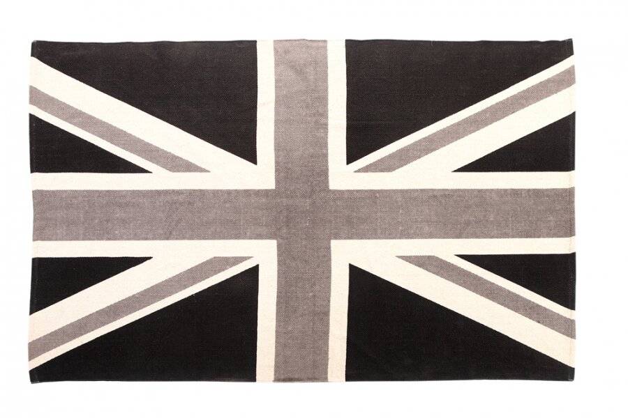 Union Jack Handwoven Cotton Large Floor Rug - Balck, Grey & White