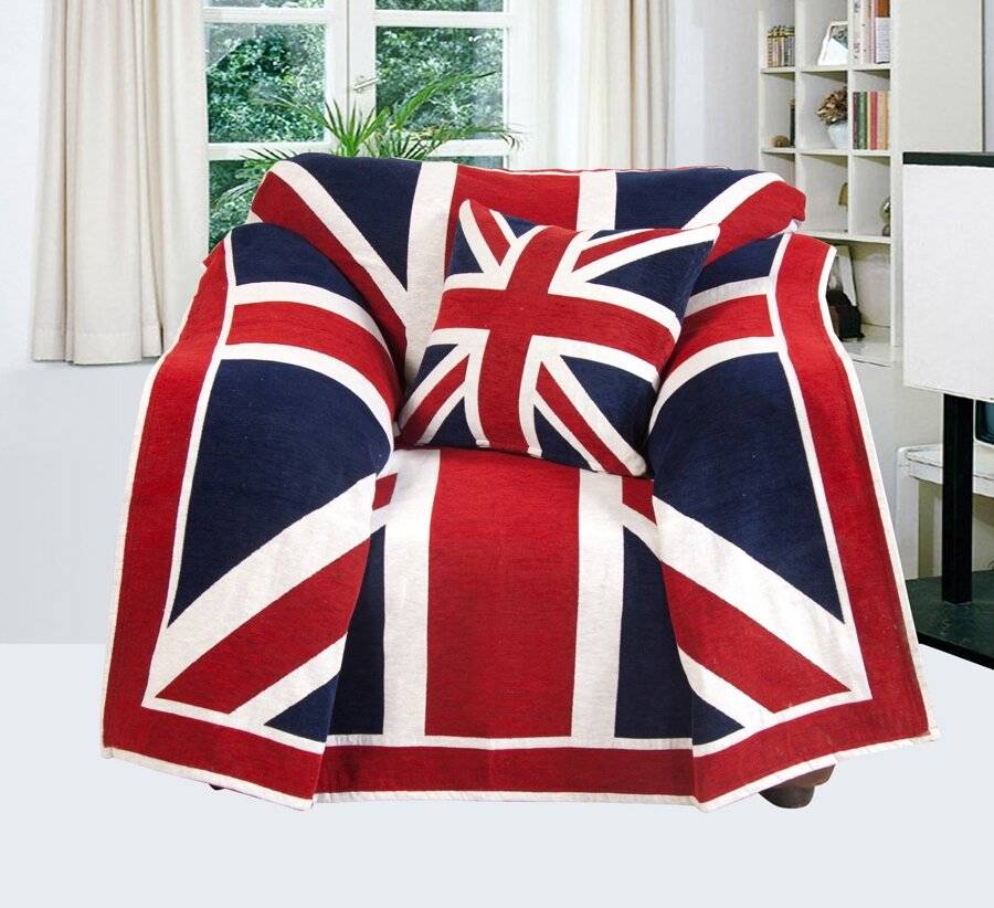 Union Jack Handwoven Cotton Single Sofa or Armchair Throw