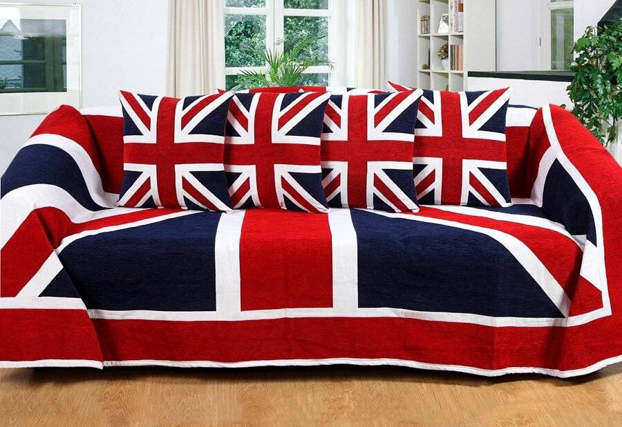 Union Jack Sofa King Size Bed or 2 Seater Throw - Red ,Blue & White