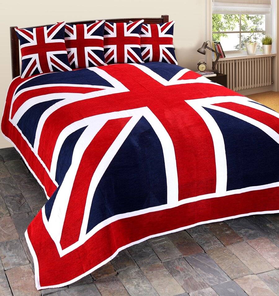 Union Jack Sofa King Size Bed or 2 Seater Throw - Red ,Blue & White