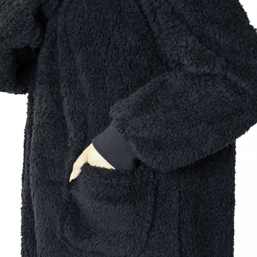 Unisex Oversized Microfiber Teddy Wearable Soft Hoodie Blanket, Black