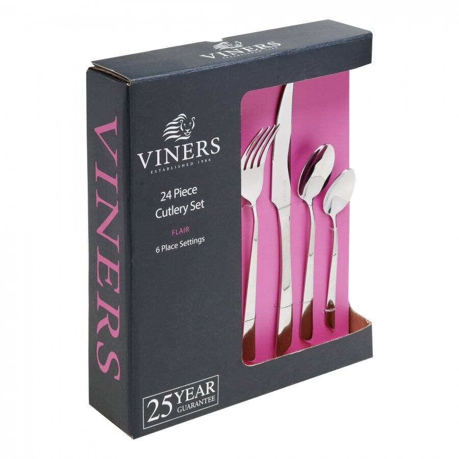 Viners Flair 24 PCs Stainless Steel Cutlery Set, 25 Year Guarantee