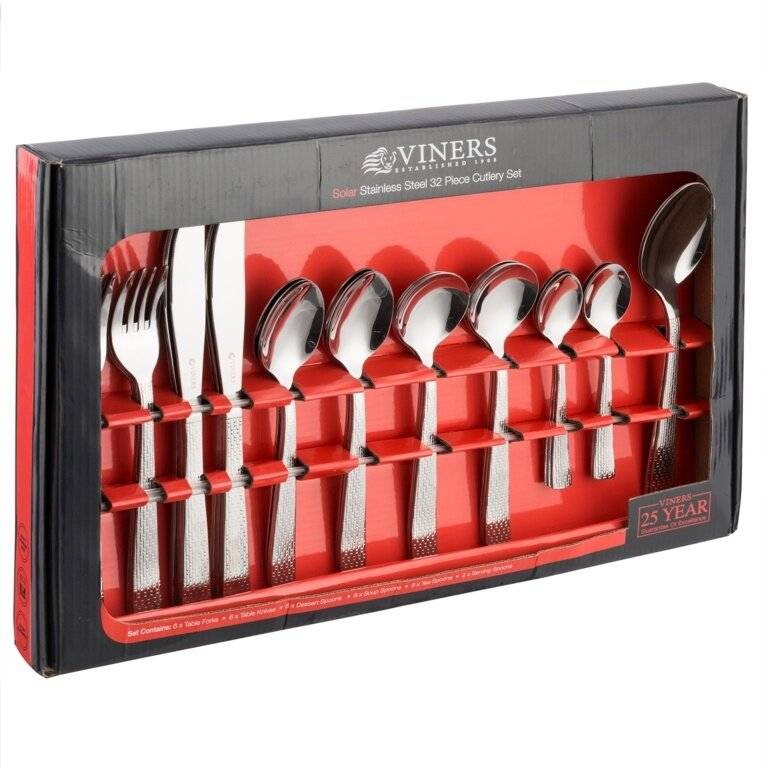 Viners Solar 32 Piece Stainless Steel Cutlery Set - Gift Boxed