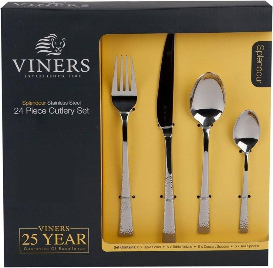Viners Splendour Hammered effect 24 Pcs Stainless Steel Cutlery set