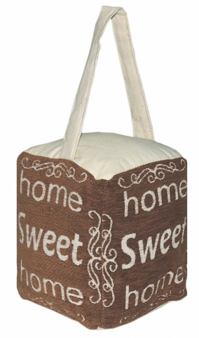 Vintage Decorative Fabric Doorstop - Home Sweet Home - Mocha