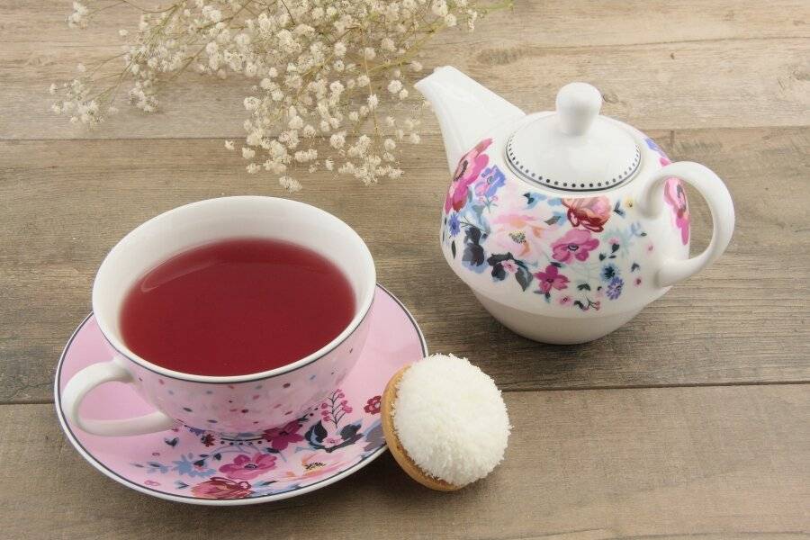 Floral Pattern Tea For One Teapot Cup Saucer Set - Gift Boxed, Pink
