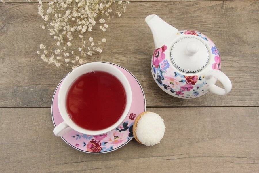 Floral Pattern Tea For One Teapot Cup Saucer Set - Gift Boxed, Pink