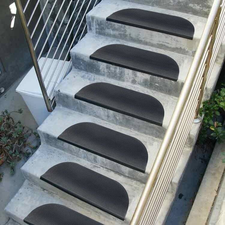 Weather Resistant Indoor & Outdoor Stair Rubber Mat - Black