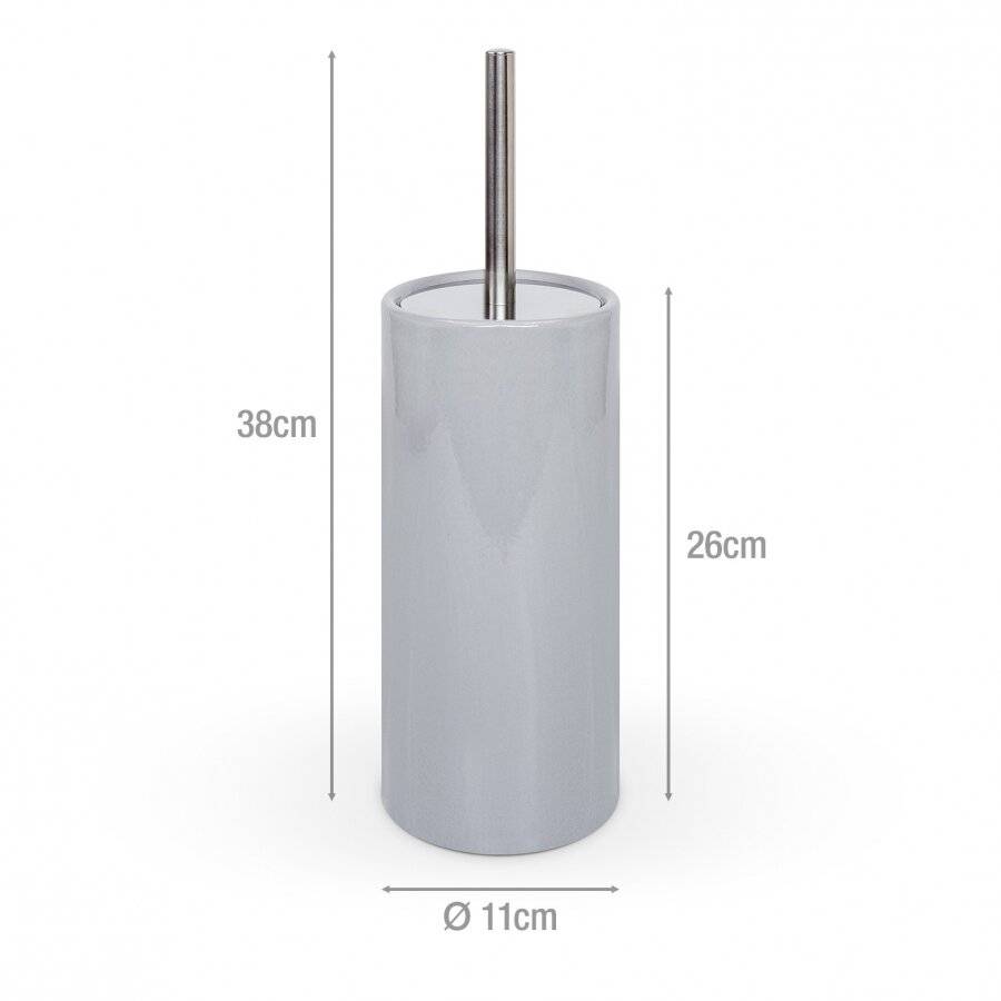 Grey Porcelain Round Toilet Brush With Toilet Brush Holder