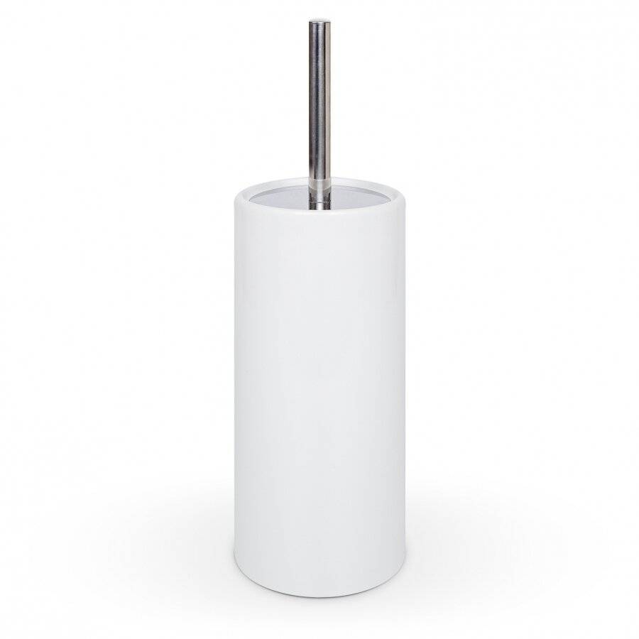 White Porcelain Round Toilet Brush With Toilet Brush Holder