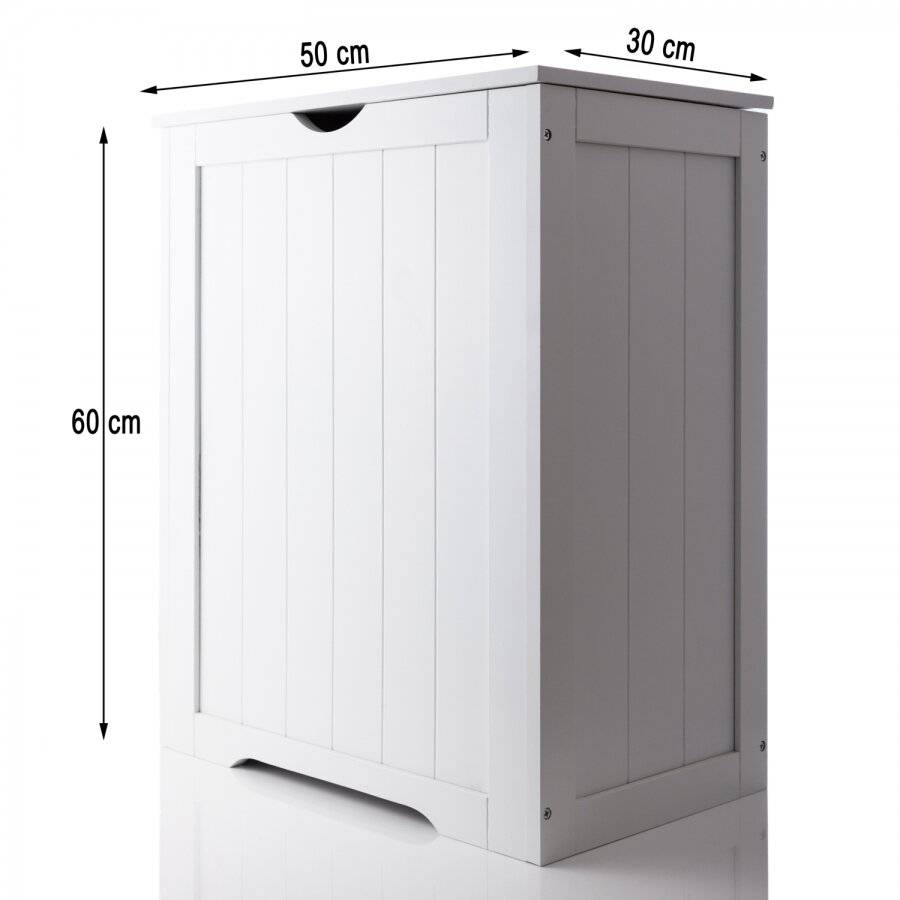 White Shaker Large Laundry Bin Bathroom Storage, 50 x 30 x 60 (H) cm
