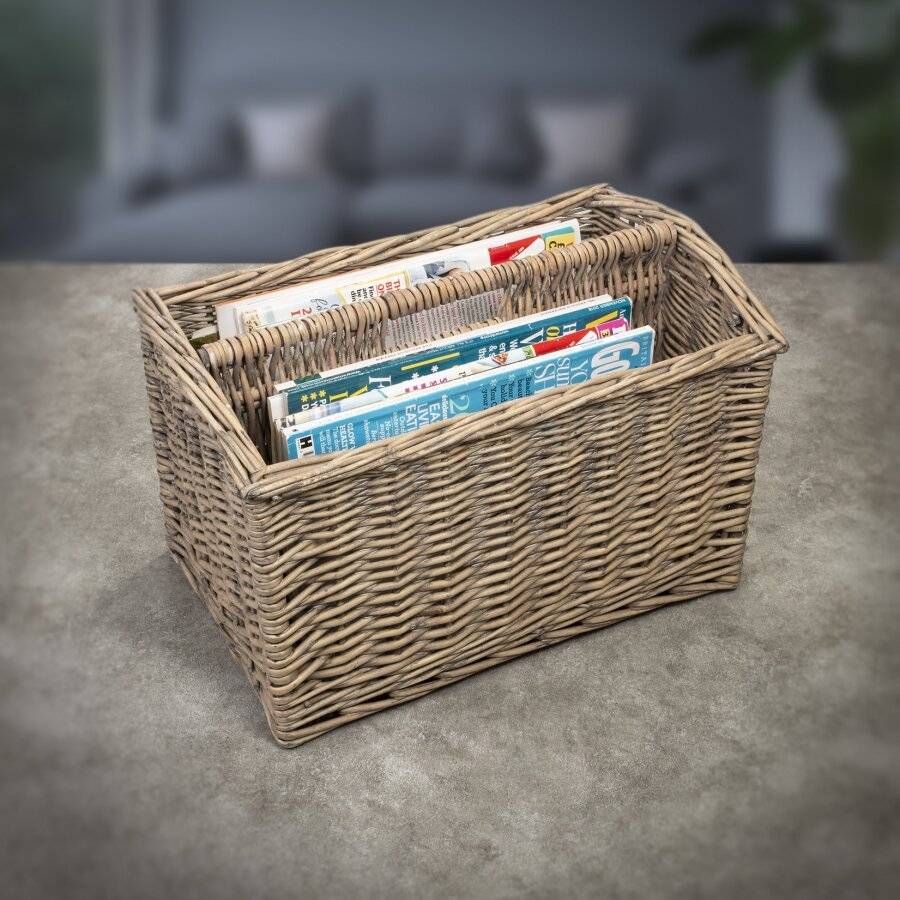 Wicker Magazine, Newspaper Storage Rack Holder Basket Box