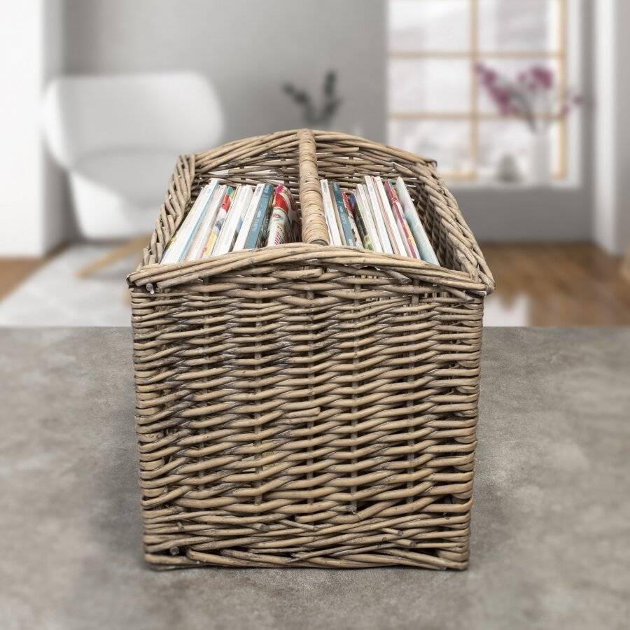 Wicker Magazine, Newspaper Storage Rack Holder Basket Box