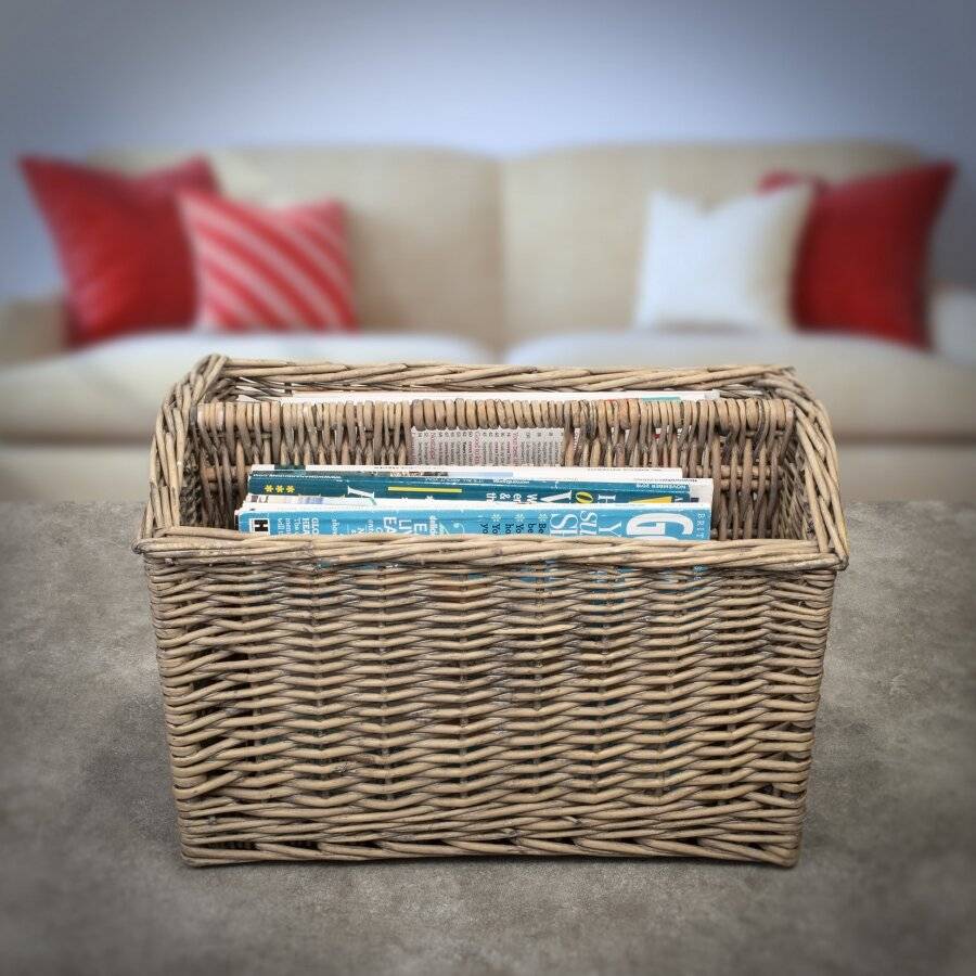 Wicker Magazine, Newspaper Storage Rack Holder Basket Box