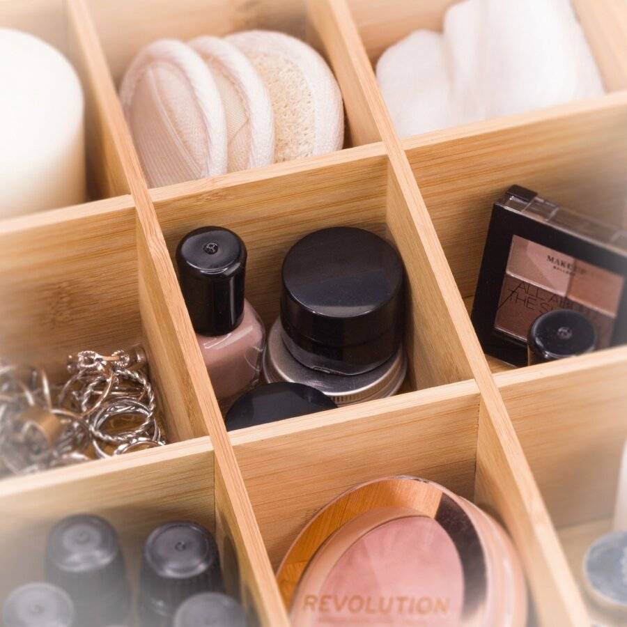 Woodluv 12 Compartment  Bamboo Tea Bag Storage Caddy With Acrylic Lid