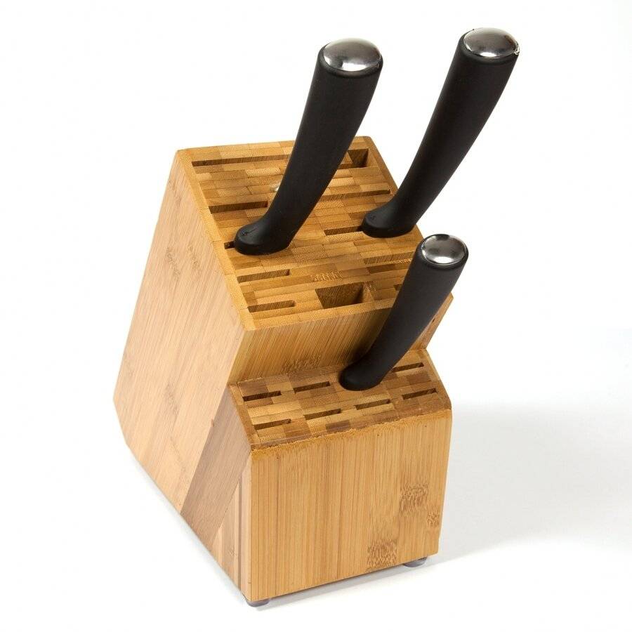 Woodluv 19 Slots Bamboo Knife Block (Without Knives)