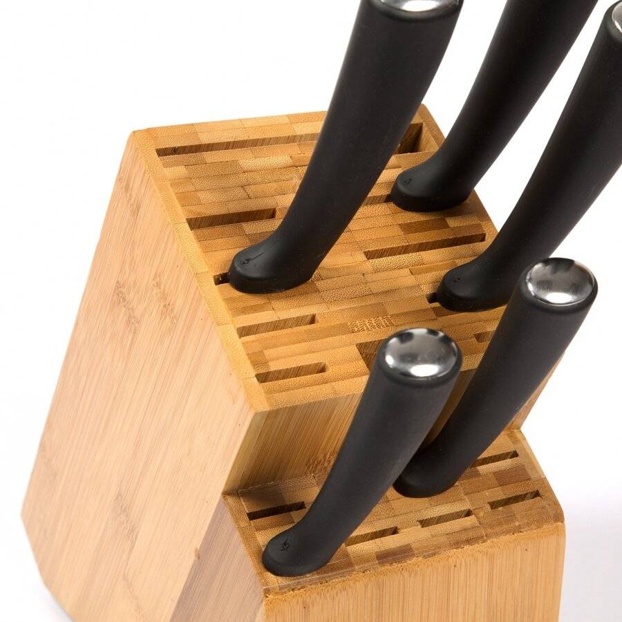 Woodluv 19 Slots Bamboo Knife Block (Without Knives)