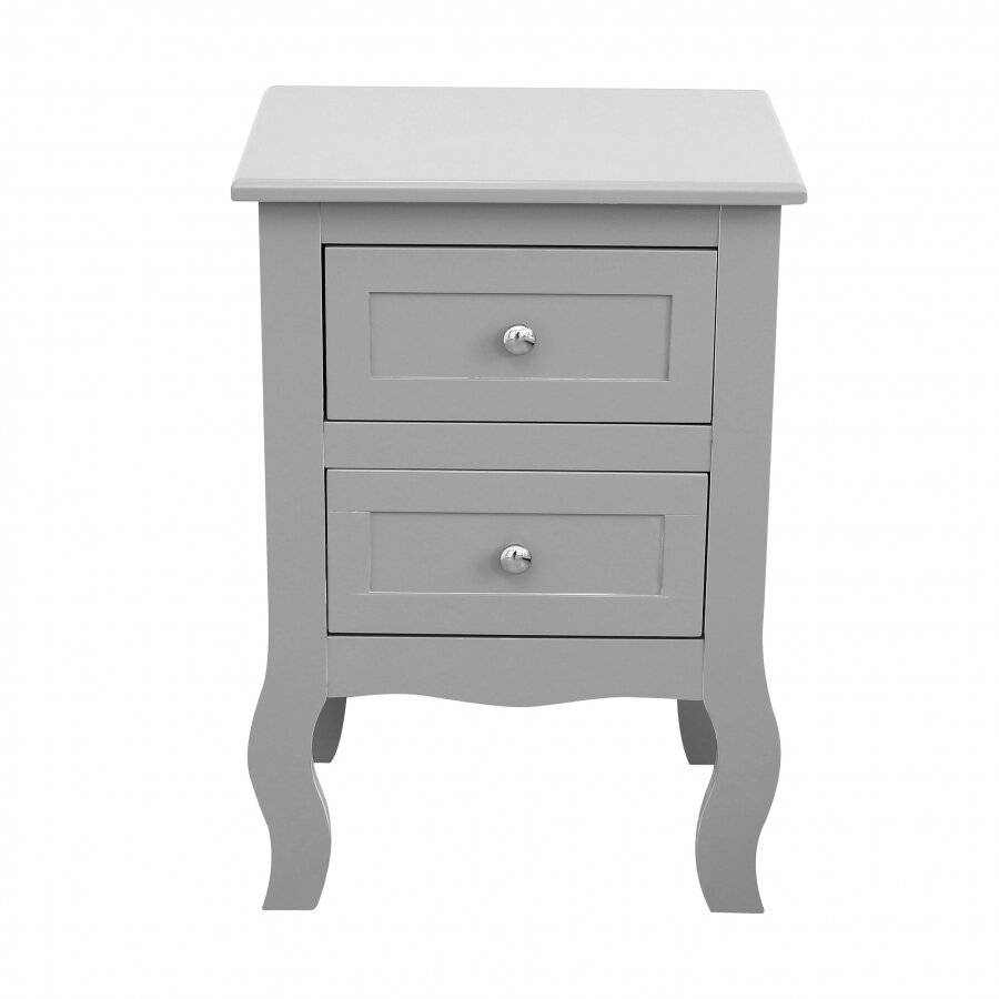 Woodluv 2 Drawer Bedside Cabinet Unit - Grey